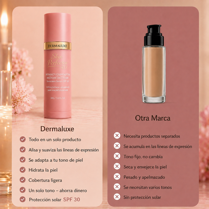 Dermaluxe -  Base 4 en 1 con SPF 50 | Se adapta a tu tono en segundos